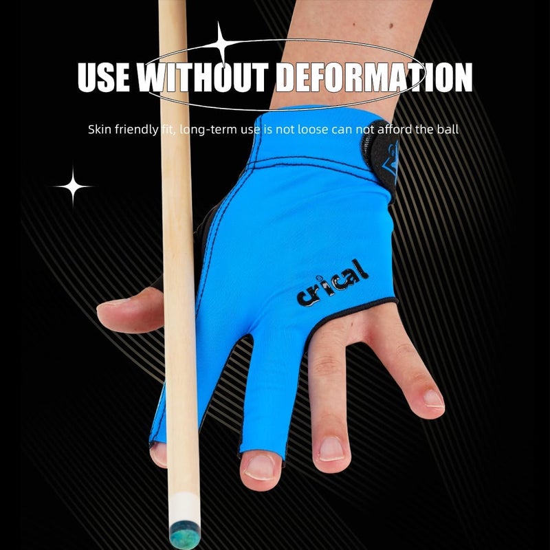 CRICAL Professional Billiard Glove for Pool, 3-Finger Design with Thick Lycra & Non-Slip Grip for Men and Women, Billiard Cue Accessories for Improved Control and Practice - Image 3